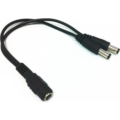 5.5mm x 2.1mm 5.5/2.1mm DC 1 Female to 2 Male 2-way Y Splitter Power Cable Cord for CCTV Camera Security