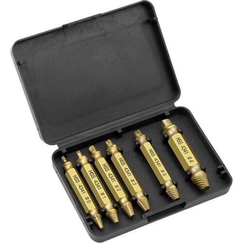 5/6PCS Damaged Screw Extractor Drill Bit Set Stripped Broken Screw Bolt Remover Stripped Screws Take Out Demolition Tools