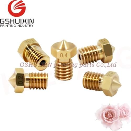 5 piece/bag V5 V6 Nozzle 0.2 0.25 0.3 0.4 0.5 0.6 0.8 1.0mm for 1.75mm 3.0mm filamnet M6 threaded Nozzle Full Metal E3D