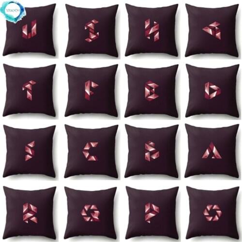 English 26 Letters Alphabet Print Cushion Cover Pillowcase Decorative Polyester Throw Pillow Cover For Bedroom Sofa 45X45CM