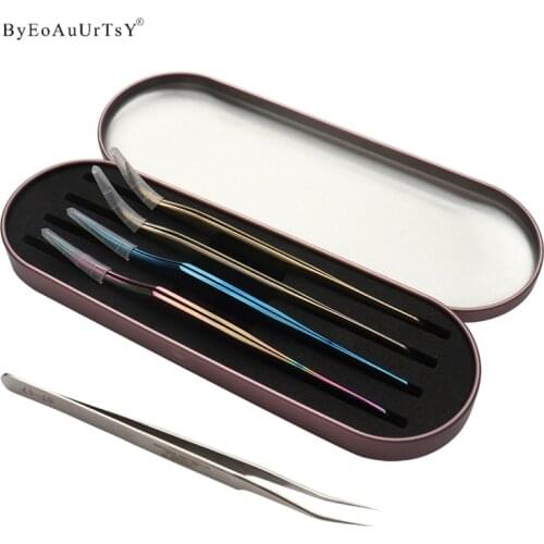 VETUS Tinplate Case Eyelash Planting Tweezers Anti Static Affordable Tweezers for Eyelashes Extension Mink Lashes Makeup Tools