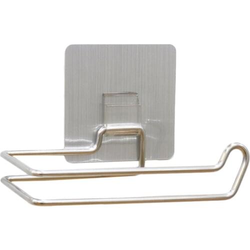 Toilet Kitchen Roll Paper Holder Stainless Steel Repeatedly Washable Stick Hooks Rack Bathroom Storage Accessories