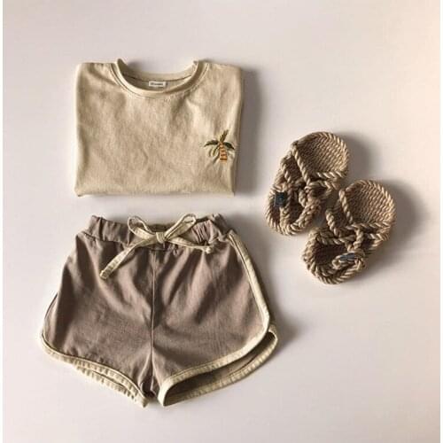 7659 Baby Clothing Set Summer Suit Korean Pineapple Coconut Tree Printed Boys 2 Pieces Suit Fruit Top+Short Baby Girl Suit