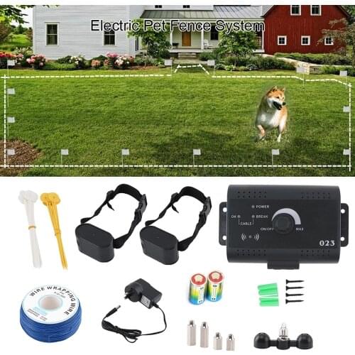 Electric Dog Fence Kit Waterproof Training Dog Collar Electronic Remote Shock Dog Collar Pet Fence Containment System for 2 Dogs