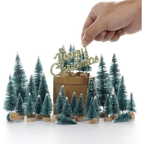 Mini Christmas Trees Set Snowy Pine Xmas Party Ornament Holiday Gift Decoration