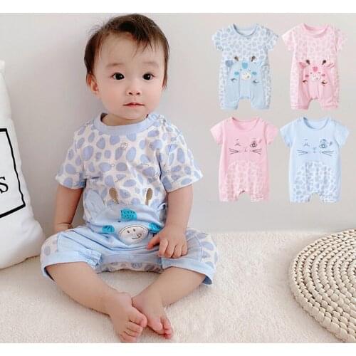 Baby Girls Cartoon Cat Rompers Short Sleeve Infant Jumpsuits Summer Baby body suit Clothing Cartoon Newborn Baby Clothes