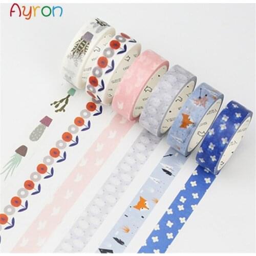 7M Japanese Cute kawaii Colorful Flowers Leaf Masking Washi Tape Decorative Adhesive Tape Diy Scrapbooking School Office Supply
