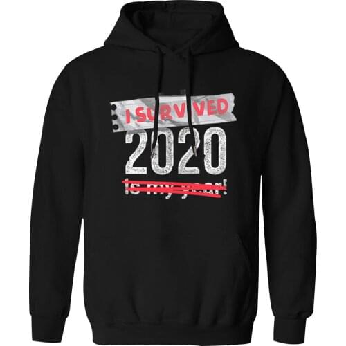I Survived 2020 Hooded Mens Long Sleeve Casual Sweatshirts and Hoodie Hipster Outwear Clothing Tops Autumn 2020 Tracksuits Homme