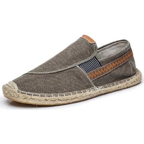 2021 Summer New Linen Mens Casual Shoes Handmade Weaving Fisherman Shoes Fashion Casual Flat Espadrilles Driving Shoes Big Size
