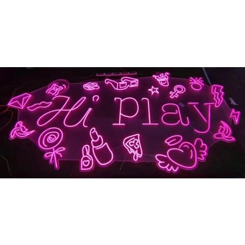 Neon Custom Sign LED Light Shop Creative Logo Play Pink Colors Night Lamp Pub Bar Cinnabar Decoration Gift Shop Wall Faceplate