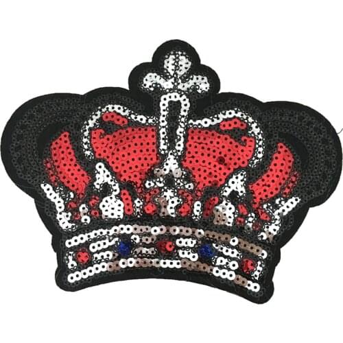 New Sequins Crown Patches For Jacket Backpack DIY Decoartive Stickers Iron on Parch Crown Sequined Applique 6 Pieces