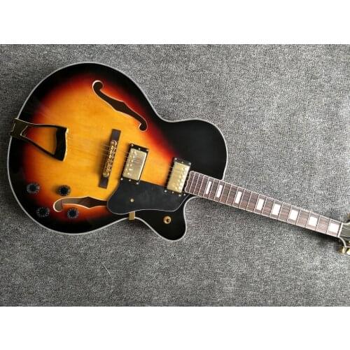 New style,China Custom Jazz electric guitar,F hollow body Sunburst color Jazz gitaar,custom guitarra,real photos