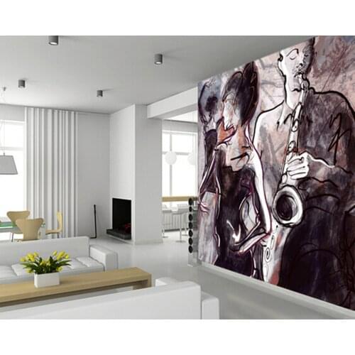 Custom art Wallcoverings,Jazz Band and Dancers,retro wallpaper for living room bedroom kitchen background wall papel de parede