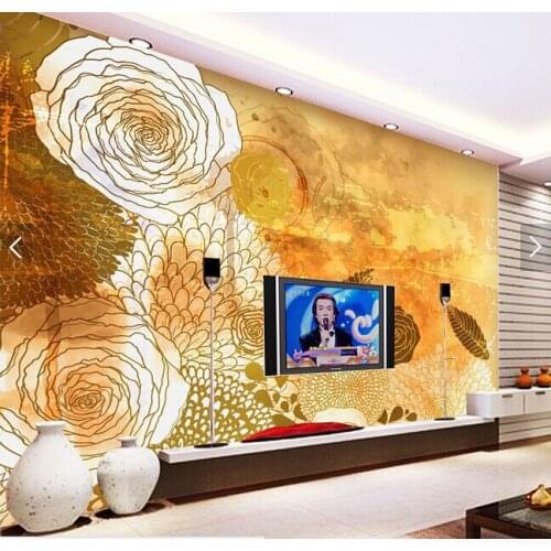 Custom retro wallpaper, hand painted flowers murals for the living room bedroom TV background wall vinyl papel de parede