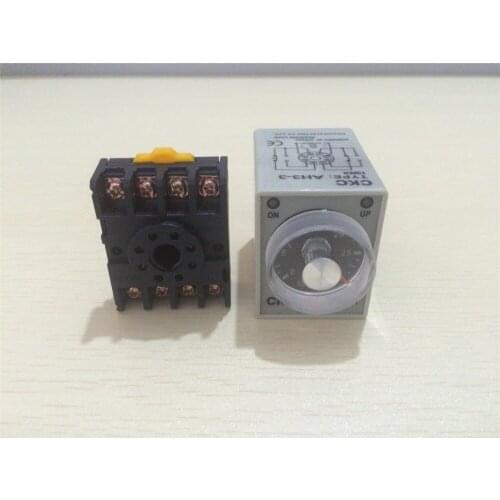 1 Set AH3-3 Power On Delay Time Relay 8 Pin 30s 60s 3min Delay Timer + PF083A Socket Base 12VDC 24VDC 110VAC 220VAC