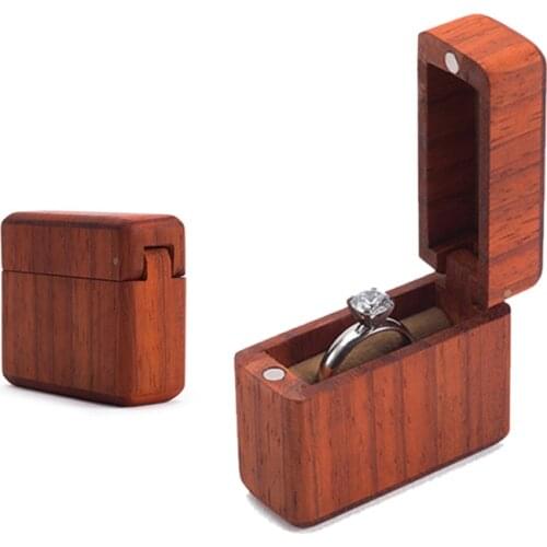 Personalized Solid Wooden Ring Box Wedding Rustic Jewelry Gift Carrying Display Casket Organizer Holder