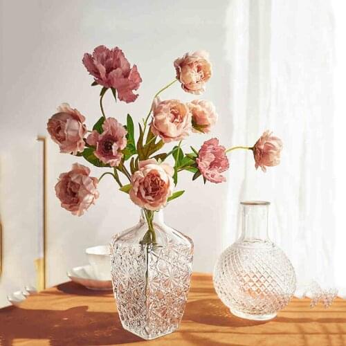 Nordic Glass Small Vase Transparent Dried Flower Decoration Vases Livingroom Table Decoration Home Decor Flower Pot Декор Ваза