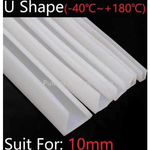 U Shape Seal Strip 10mm Channel Silicone Rubber Wrap Slid Window Car Door Shower Frameless Glass Edge Weatherstrip Soft Protect