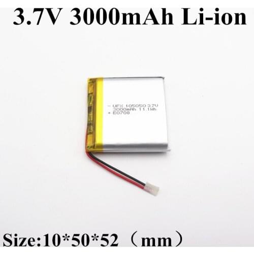 UFX105050 3.7v 3000mAh polymer lithium battery night fishing light alarm hand warmer battery