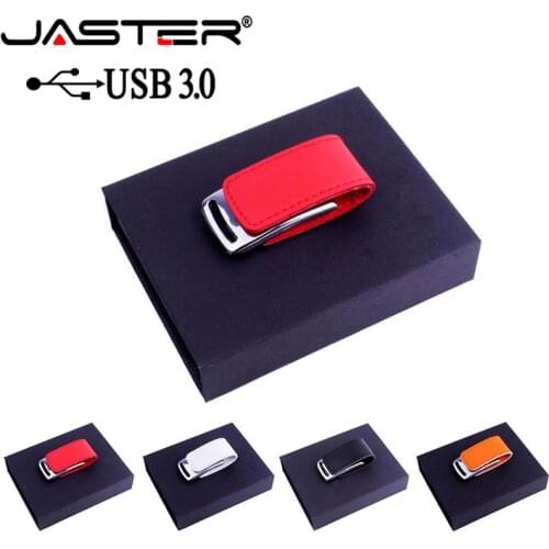 JASTER USB 3.0 customer LOGO metal leather usb + gift box usb flash drive pendrive 4GB 8GB 16GB 32GB 64GB memory stick U disk