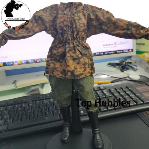 In Store 1:6 Sca Soldier Military Uniform WWII 12Inch Body action figure uniform 003 Camouflage Blouse Loose Smoke Pants Set