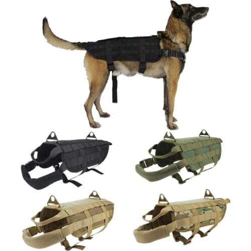 Military Tactical Dog Harness And Leash Pet Vest With Handle Nylon German Shepherd Durable Molle Vest For Medium Large Dogs