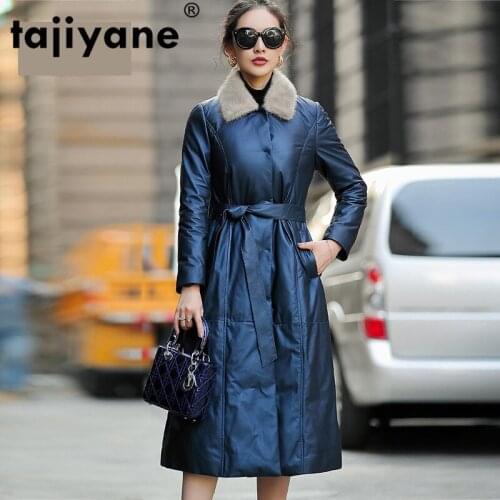 Mink Fur Collar Real Fur Coat Female Genuine Leather Jacket Autumn Winter Coat Women Clothes 2020 Sheepskin Down Coat ZT4982