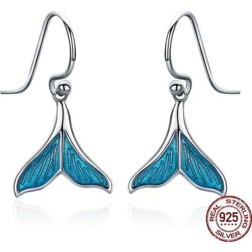 925 sterling silver authentic luxury mermaid drop earrings for women fashion Korean jewelry Christmas gifts