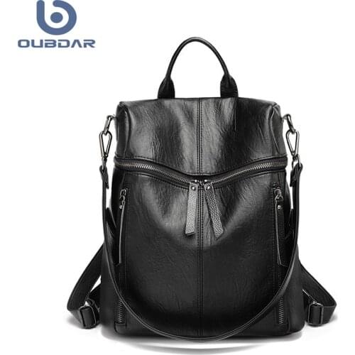 Female Backpacks PU leather Women Rucksack Large Capacity School College Bags Anti-theft Travel Backpack big Shoulder Bags black
