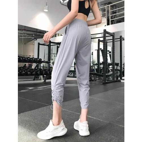 Womens Loose Sweatpants Waist Drawstring Quick-drying Running Pants Breathable Yoga Fitness Pant Cropped Trousers