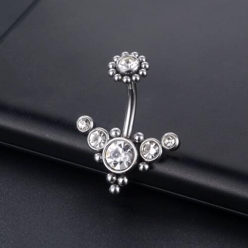 New 1PC Sexy Women Fashion Piercing White Color Crystal Zircon Belly Navel Ring Personality Body Jewelry Accessories