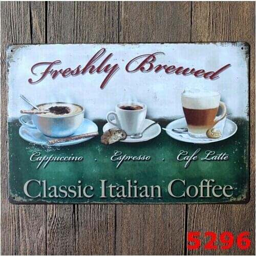 Tin Sign Vintage Retro Metal Bar Cafe Wall Decor Poster Classic Italian Coffee 20x30CM