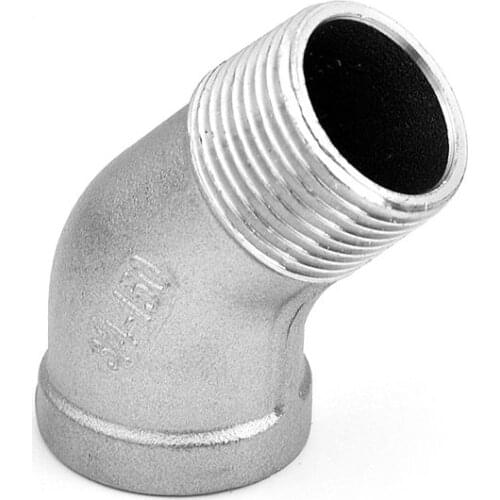 1/4" 3/8" 1/2" 3/4" 1" 1-1/4" 1-1/2" 2" BSP Female Male 304 Stainless Steel 45 Degree Elbow Pipe Fitting Connector Home Garden