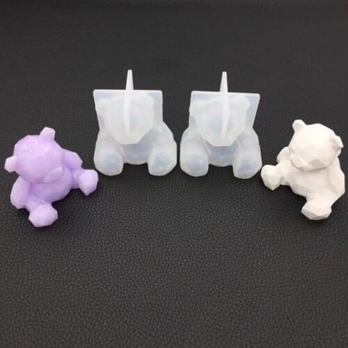 1PCS DIY Crystal Epoxy Mirror 3D Geometric Bear Shape Handmade Crystal Epoxy Mold Handmade Epoxy Glue Creative Silicone Mold