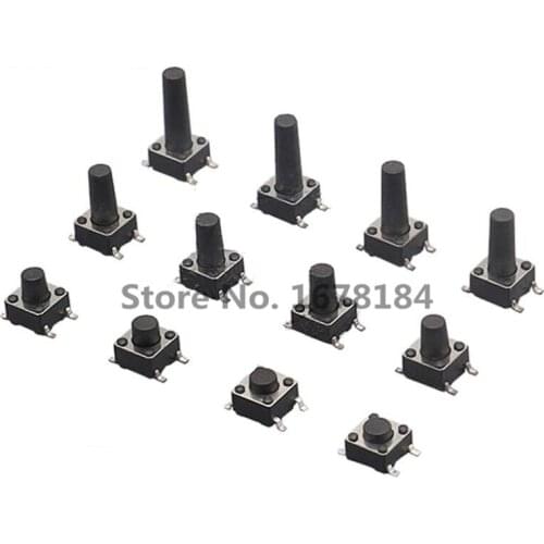 1000Pcs 6x6mm Panel PCB Momentary Tactile Tact Mini Push Button Switch SMT 4pin 6x6x4.3-12 MM 6*6*4.3MM 5MM 6MM 7MM 8MM - 12MM