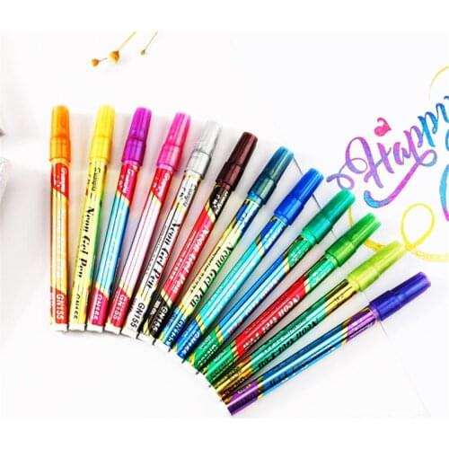 12 Colors Glittering Marker Point Paint Marker Permanent Marker Pen DIY Art Mark