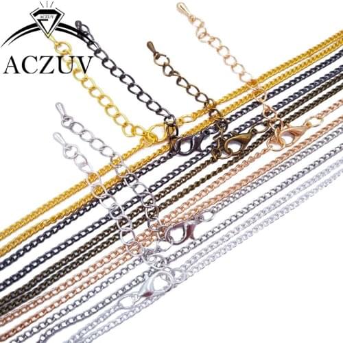 120Pcs 3x4mm Metal 20cm bracelets 40cm to 80cm Curb Chain Necklaces with Lobster Clasp and Extender for Pendant Jewelry DIY