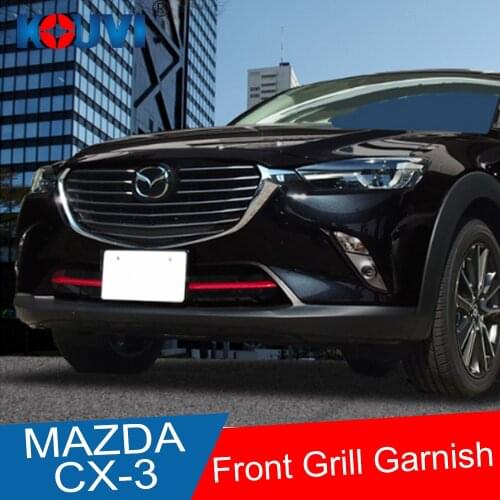 2pcs ABS Chrome Front Grill Cover Trims Strip Accessories For Mazda CX-3 CX3 2016 2017 2018 2019
