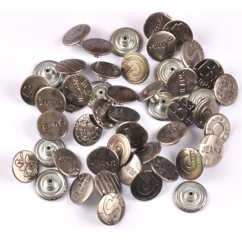 20Pcs/Set 20MM random mixed Metal Button High Quality silver Jean Buttons Mixed Button Clothing Accessories cp2172