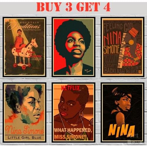 23 Designs Nina Simone Kraftpaper Poster Alternative Abstract Art Painting Funny Wall Sticker 42X30cm