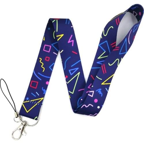 30pcs Color Geometric Pattern Graffiti Lanyard Badge ID Mobile Phone Rope Key Lanyard Neck Straps Accessories webbings ribbons