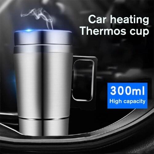 300ml stainless steel Car Heating Cup mug Thermos with heating 12/24V Electric Heating Kettle Coffee Tea Milk Heater for car