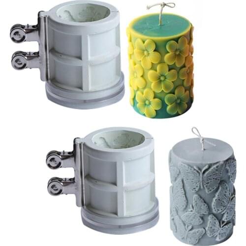 3D Candle Molds DIY Pattern Silicone Mold Butterfly Flower Candle Mould Crafts for Homemade Soap Soap Crafts with 2*Clip