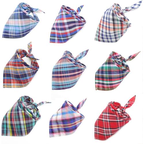 100PC/Lot Cotton Plaid Pet Dog Bandanas for Small Large Dogs Scarves Bibs Spring Summer Dog Accessories