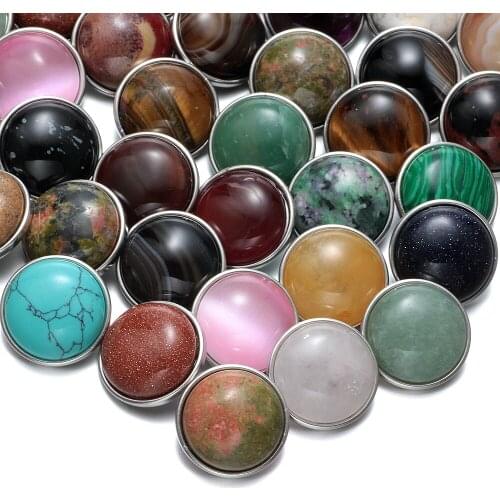 50pcs/lot Mixed Texture Buttons Multi Pattern & Material Charms 18mm Snap Button For DIY Bracelet Snaps Jewelry KZHM009