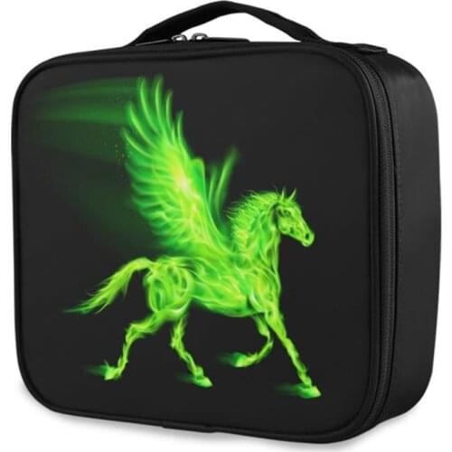 Unicorn Print Travel Bag Cosmetics Toiletry Bag Organizer Makeup Beauty Case Women Portable Large Capacity Storage Pouch Black