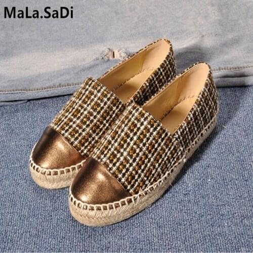 Hot Sale Slip-On Round Toe New Fashion High Quality Sweet Women Flats Hemp Espadrilles Casual Ladies Loafers Shoes Size 34-42