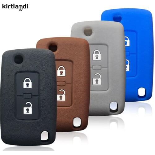 Kirtlandi Silicone Key Holder Cover Case Keychain Skin for Mitsubishi Pajero IV Lancer Outlander 2 Button Car Key Case Shell Bag