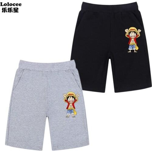 Summer Hot Sale Anime One Piece Printed Shorts Kids Short Pants Boys Monkey D. Luffy Board Shorts