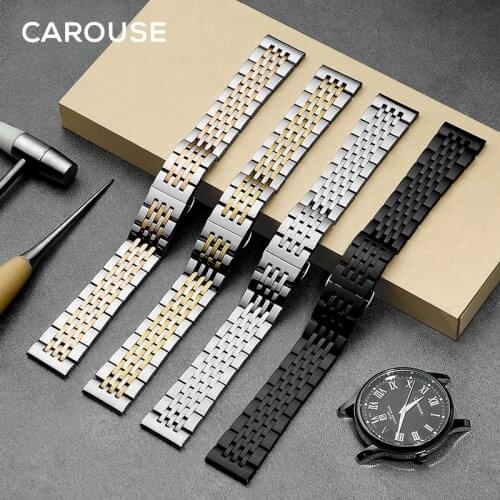 Carouse Stainless Steel Metal Watchband Bracelet 12mm 14mm 16mm 18mm 20mm 22mm Watch Band Wrist Strap Black Silver Rose Gold